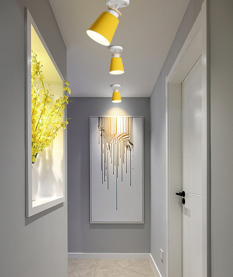 1 Light Ceiling Lighting Nordic Style Metal Cone Semi Flush Mount Lighting for Living Room