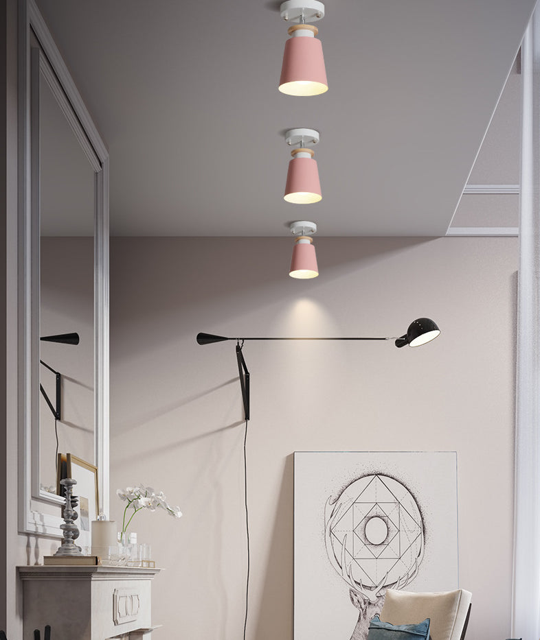1 Light Ceiling Lighting Nordic Style Metal Cone Semi Flush Mount Lighting for Living Room