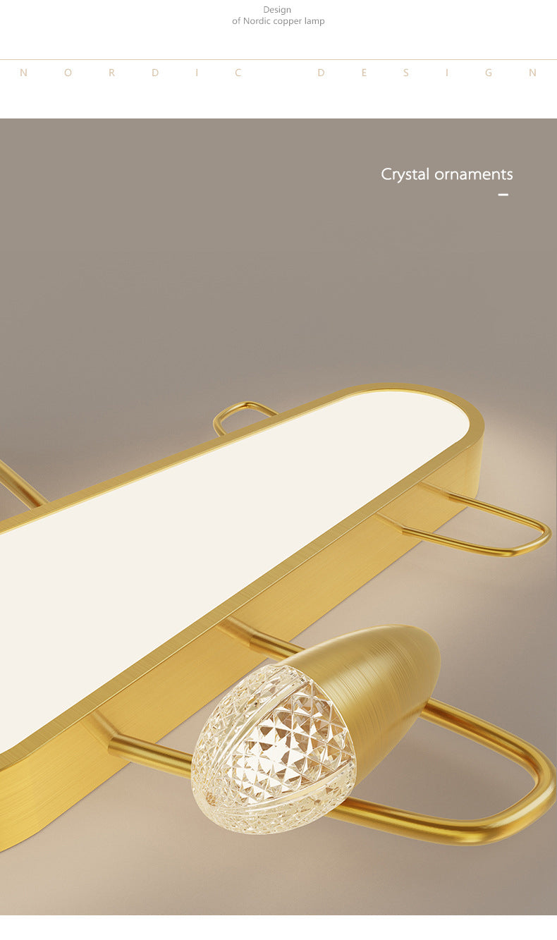 Modern Minimalist Aircraft Ceiling Flush Mount Light Gold Metal Living Room Flush Mount Lighting