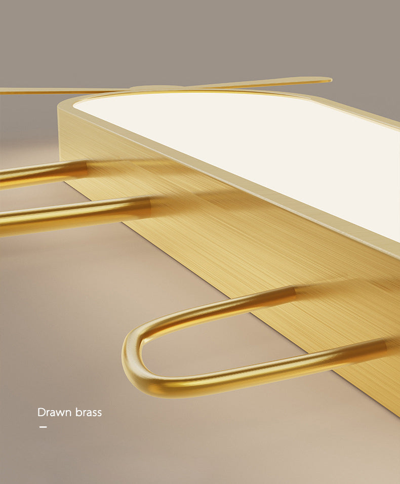 Modern Minimalist Aircraft Ceiling Flush Mount Light Gold Metal Living Room Flush Mount Lighting