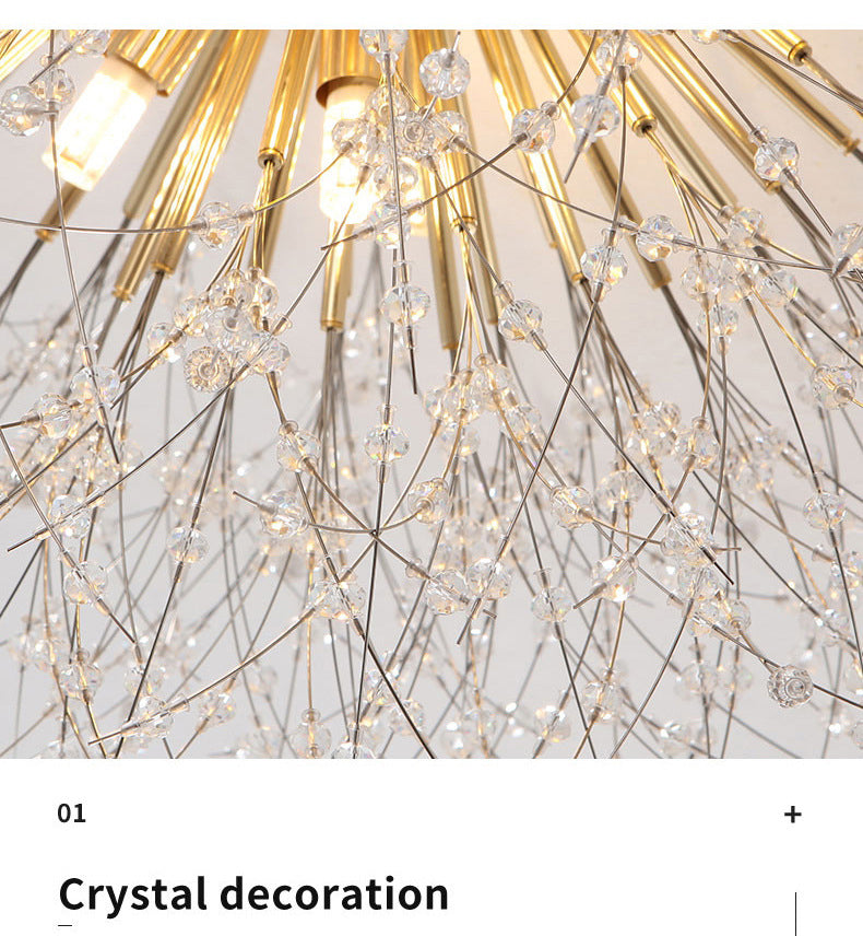 Diente de león Luz de montaje semi empotrada Decoración de cristal lujosa moderna Montaje empotrado en el techo para dormitorio