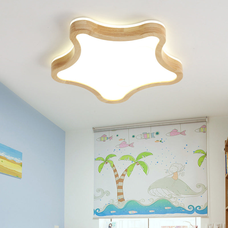 Stile nordico Legno Flush Mount Lampada da Soffitto Cartoon Forma LED Flush Mount Illuminazione per Camera da letto dei Bambini