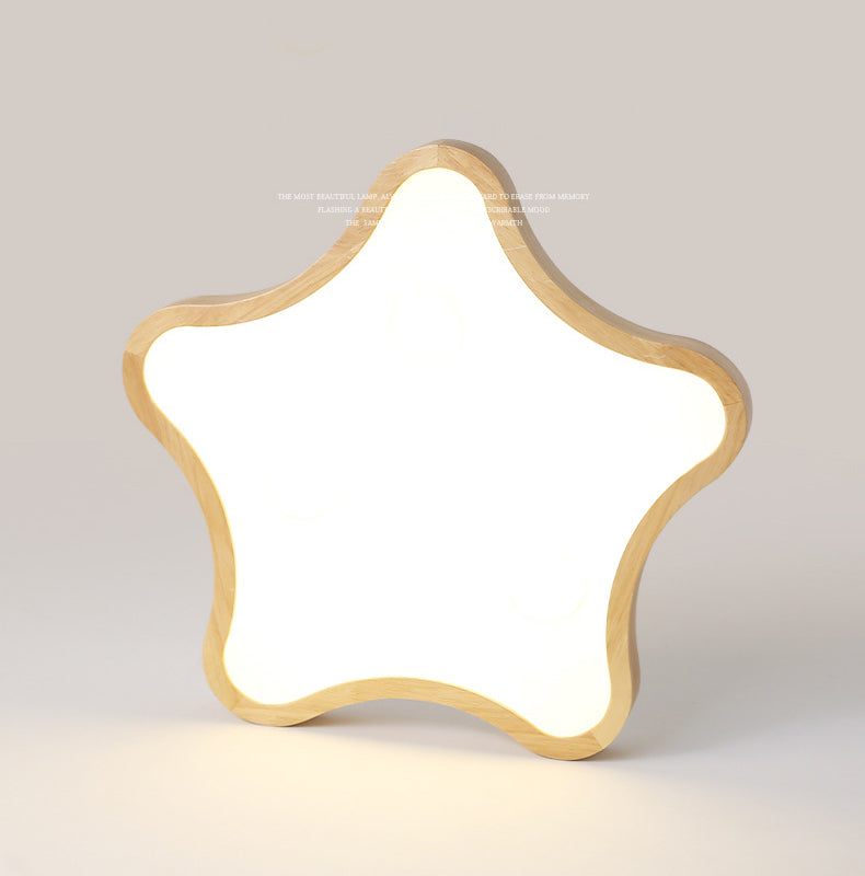 Nordic Style Wood Flush Mount Ceiling Lamp Cartoon Shape LED Flush Mount Lighting for Kids Bedroom