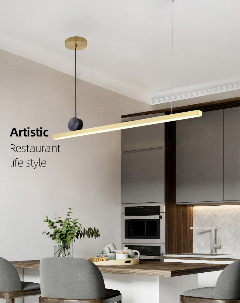 Luces lineales de la isla colgante accesorios de iluminación colgante minimalista de metal para restaurante