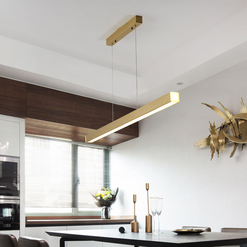 Linear Island Lighting Fixtures Metal Minimalism Pendant Lighting Fixtures for Restaurant