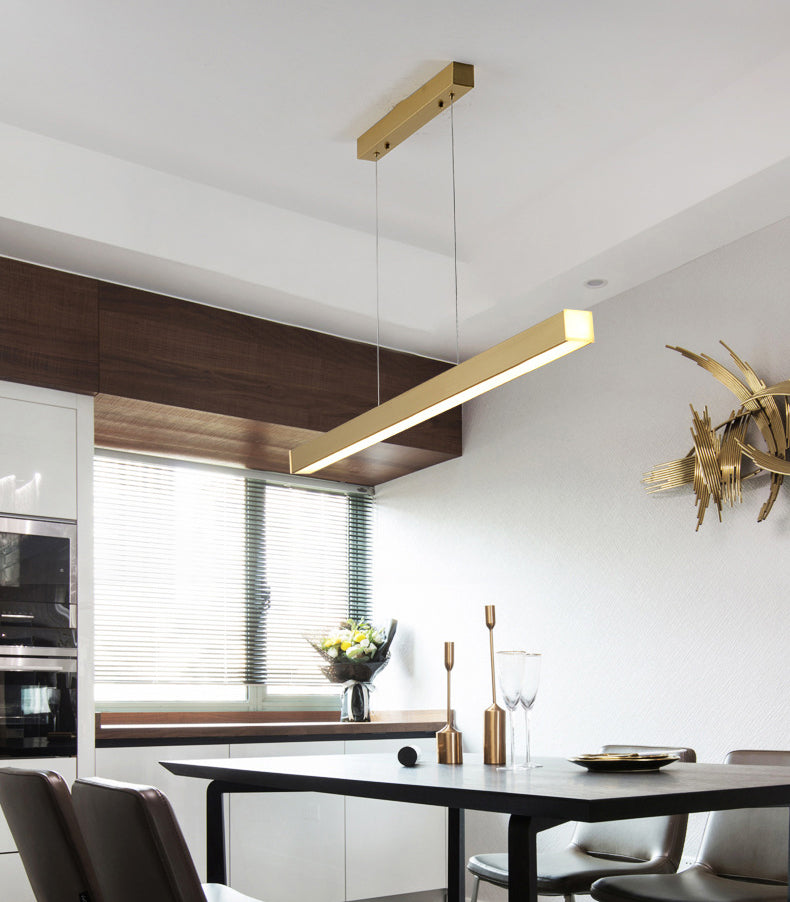 Linear Island Lighting Fixtures Metal Minimalism Pendant Lighting Fixtures for Restaurant