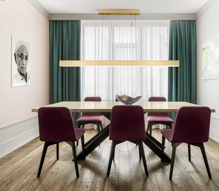 Linear Island Lighting Fixtures Metal Minimalism Pendant Lighting Fixtures for Restaurant