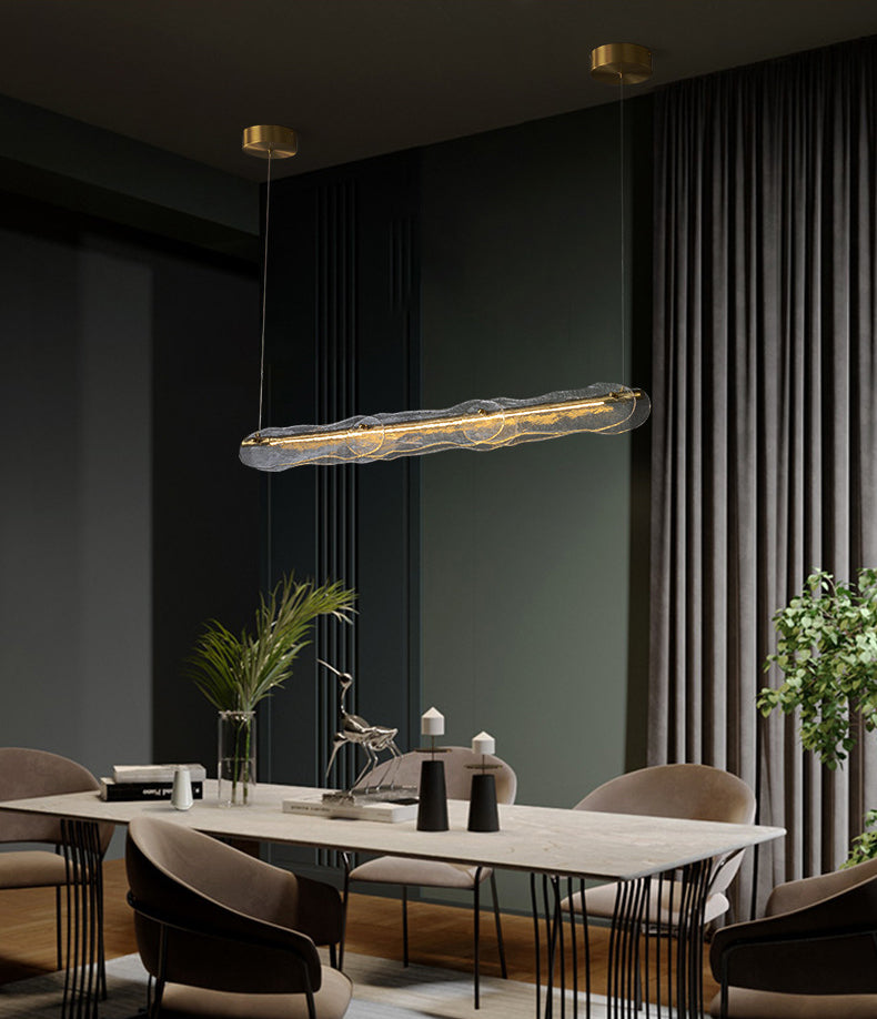 Luces colgantes de isla lineal accesorios de iluminación de lámparas de vidrio modernos para restaurante