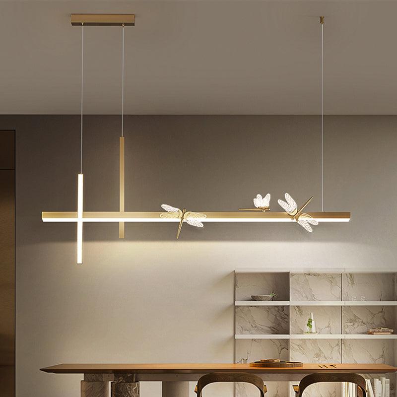 Luces de isla colgantes de libélula ultra contemporánea accesorios de iluminación de araña acrílica para restaurante