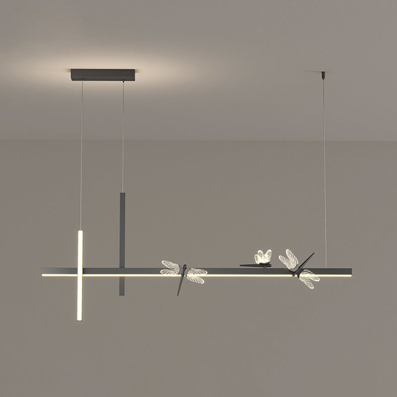 Luces de isla colgantes de libélula ultra contemporánea accesorios de iluminación de araña acrílica para restaurante