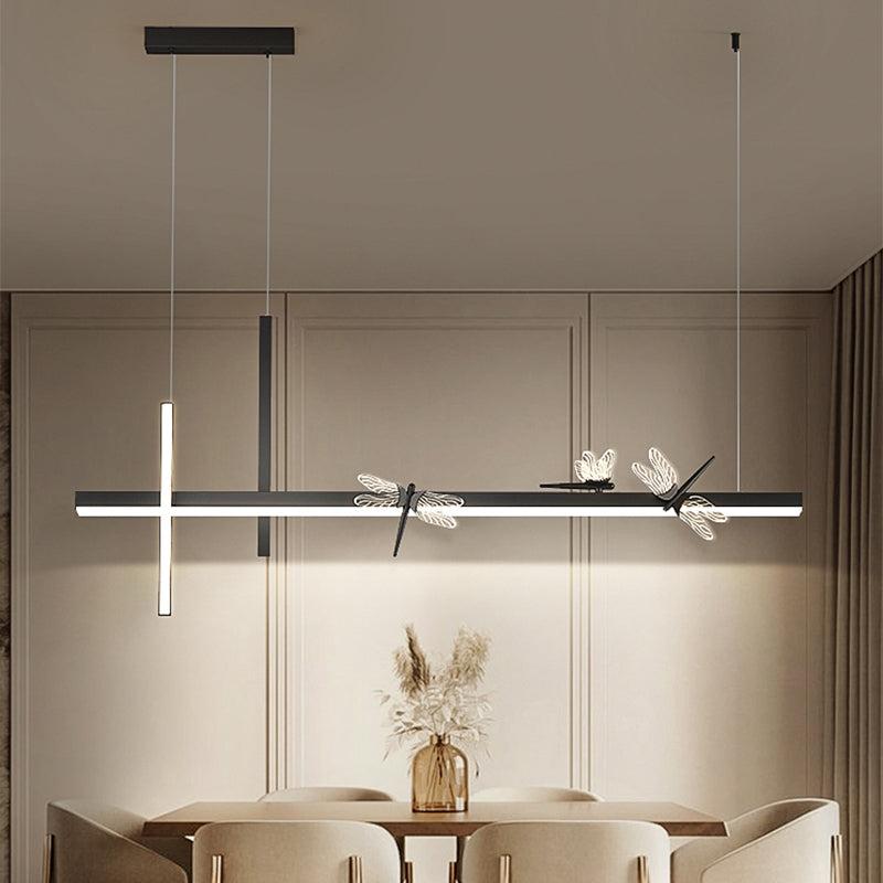 Luces de isla colgantes de libélula ultra contemporánea accesorios de iluminación de araña acrílica para restaurante
