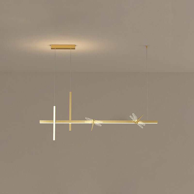 Luces de isla colgantes de libélula ultra contemporánea accesorios de iluminación de araña acrílica para restaurante