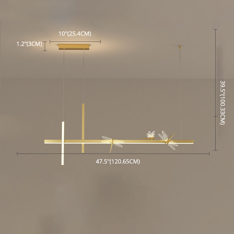 Luces de isla colgantes de libélula ultra contemporánea accesorios de iluminación de araña acrílica para restaurante