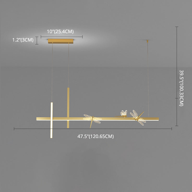 Luces de isla colgantes de libélula ultra contemporánea accesorios de iluminación de araña acrílica para restaurante