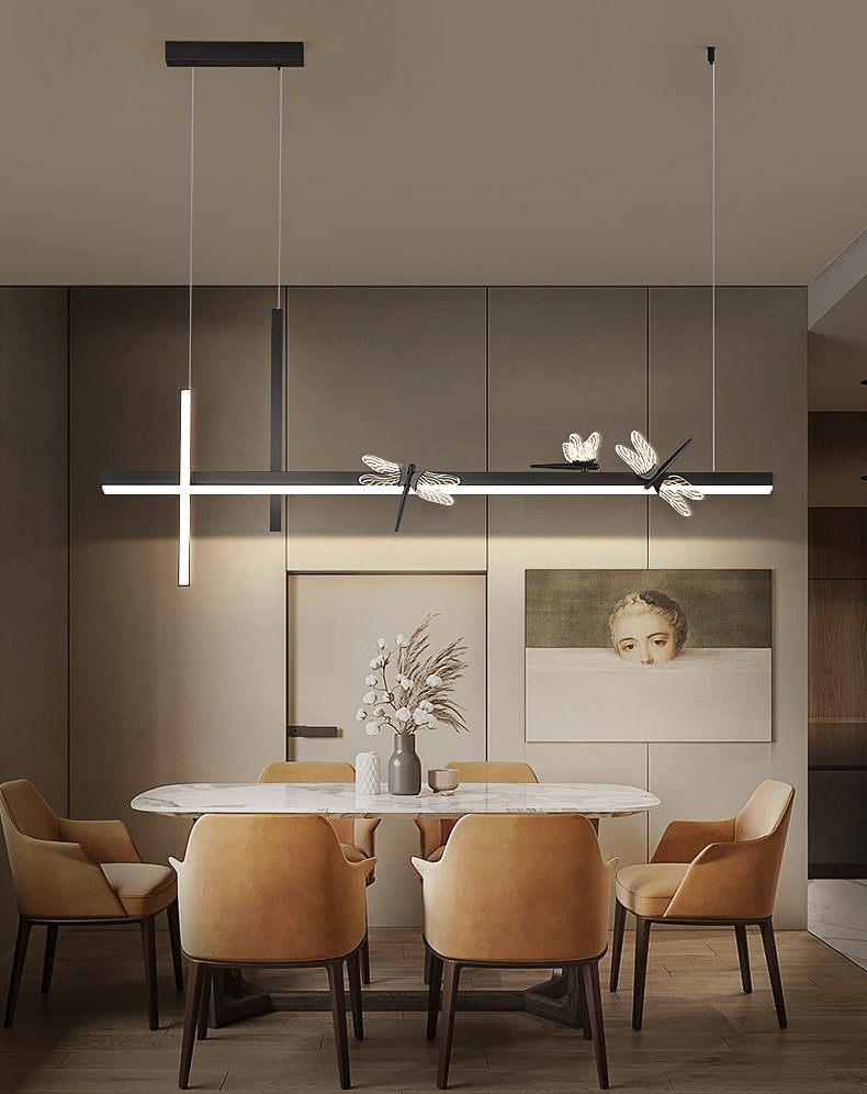 Luces de isla colgantes de libélula ultra contemporánea accesorios de iluminación de araña acrílica para restaurante