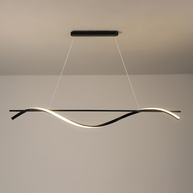 Waves Island Chandelier Lights Contemporary Metallic Chandelier Lighting Fixtures for Dining Table
