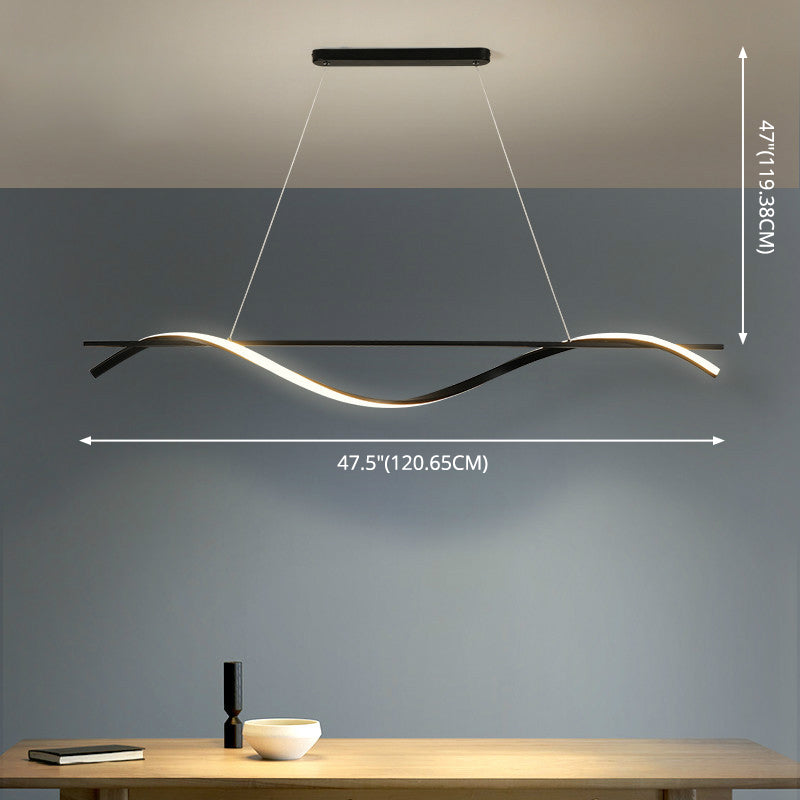 Waves Island Chandelier Lights Contemporary Metallic Chandelier Lighting Fixtures for Dining Table