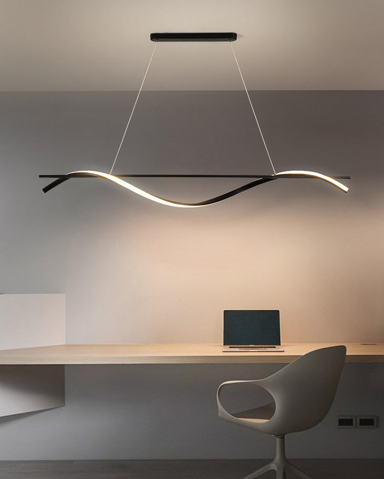 Waves Island Chandelier Lights Contemporary Metallic Chandelier Lighting Fixtures for Dining Table