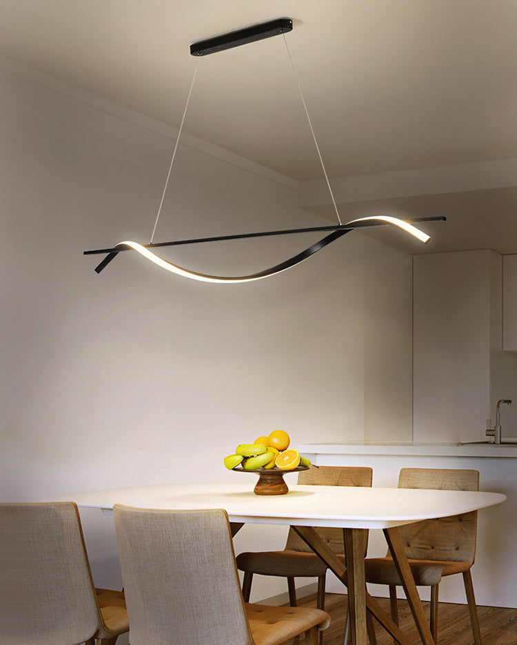 Waves Island Chandelier Lights Contemporary Metallic Chandelier Lighting Fixtures for Dining Table