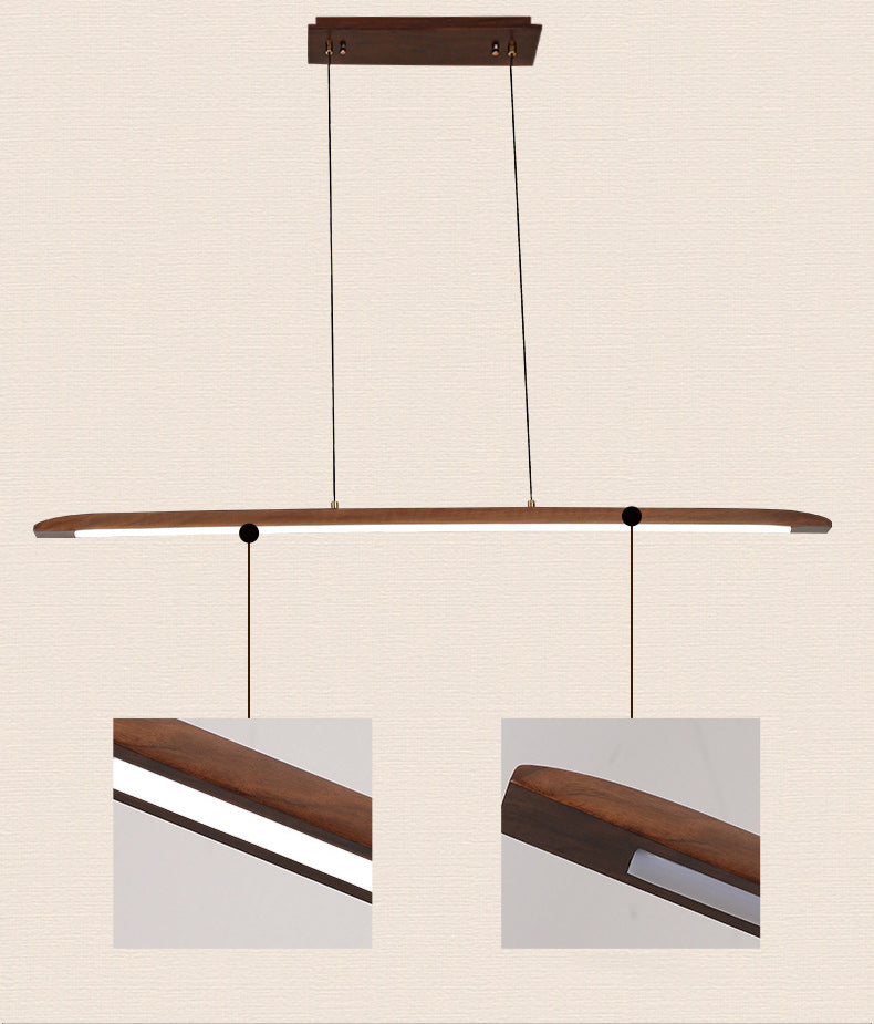 Linear Large Kitchen Pendant Lights Wood Modern Chandelier Lighting Fixtures for Restaurant