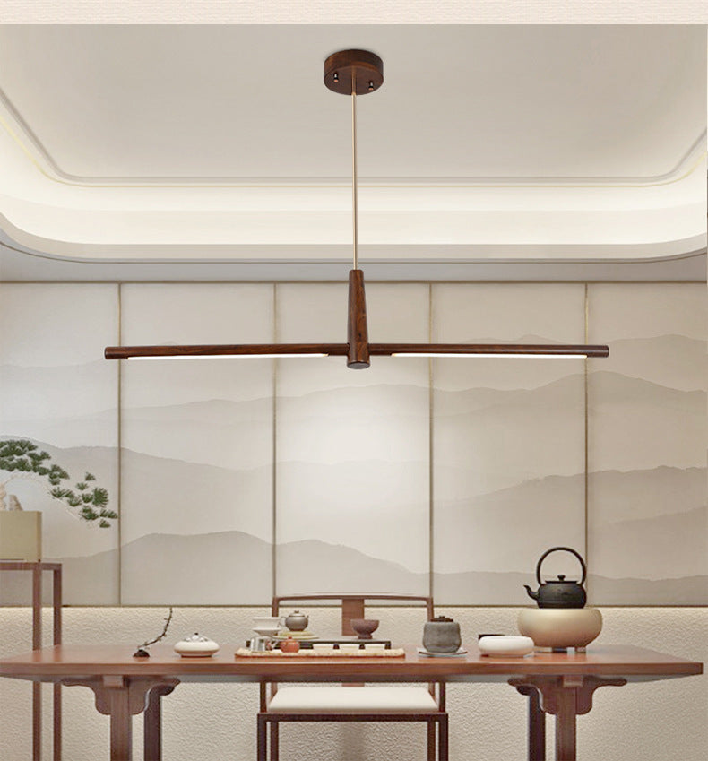Linear Large Kitchen Pendant Lights Wood Modern Chandelier Lighting Fixtures for Restaurant
