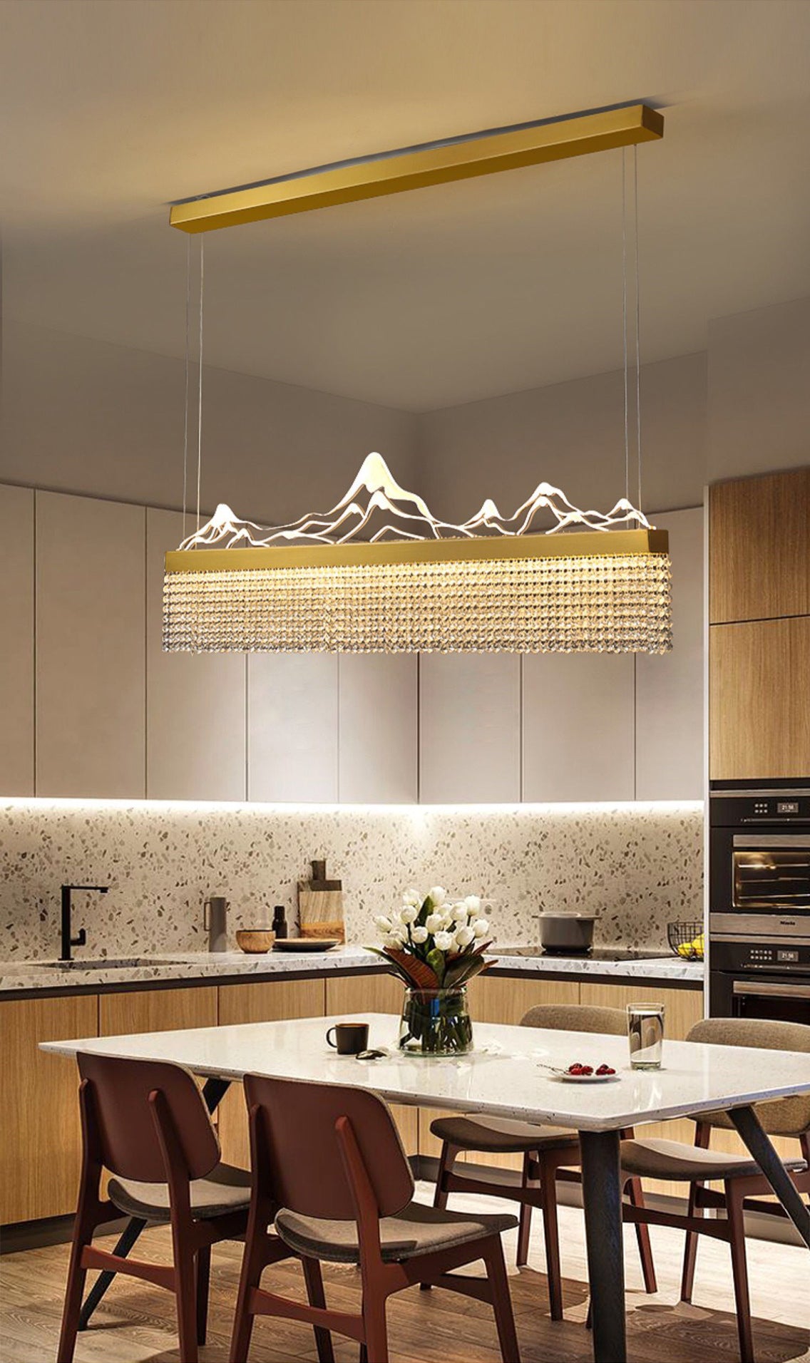 Cascades Hanging Island Lights Crystal Modern Designer Pendant Lighting Fixtures for Restaurant