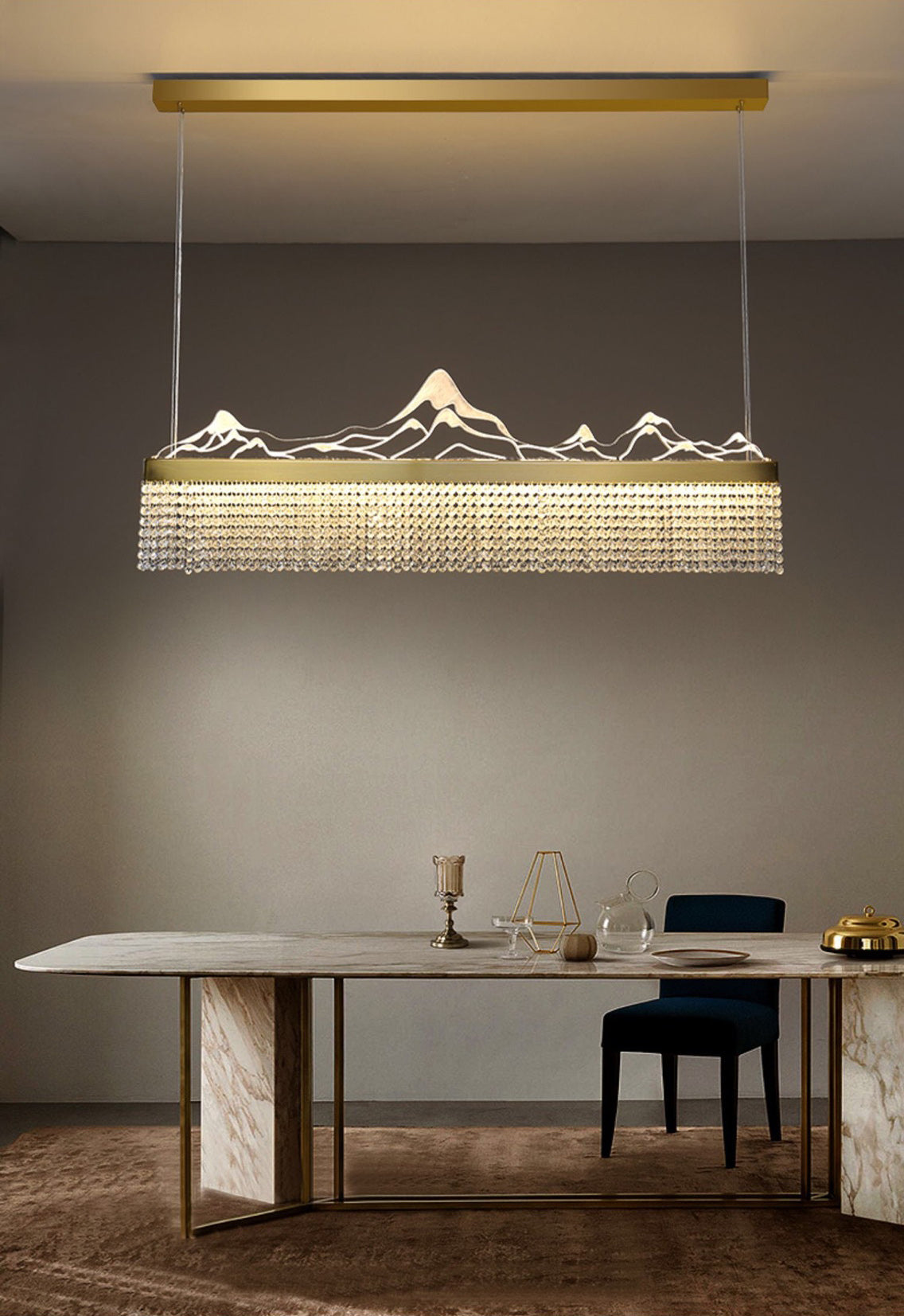 Cascades Hanging Island Lights Crystal Modern Designer Pendant Lighting Fixtures for Restaurant