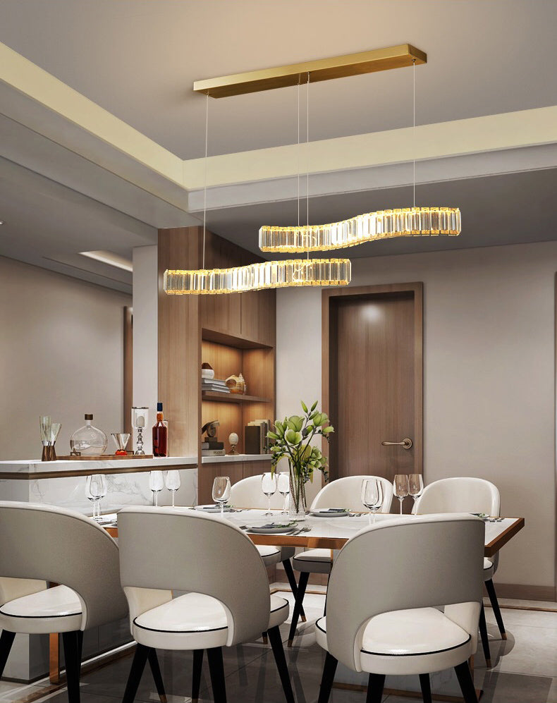 Linear Large Kitchen Pendant Lights Crystal Modern Simplicity Island Light for Living Room