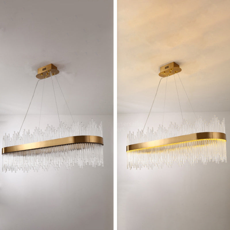 Oval Island Lighting Clear Crystal Glass Contemporary Simplicity Pendant Lighting Fixtures for Restaurant