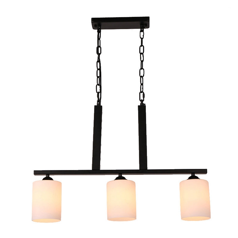 Cylindrical Island Chandelier Lights Contemporary Milk Glass Chandelier Lighting Fixtures for Dining Table