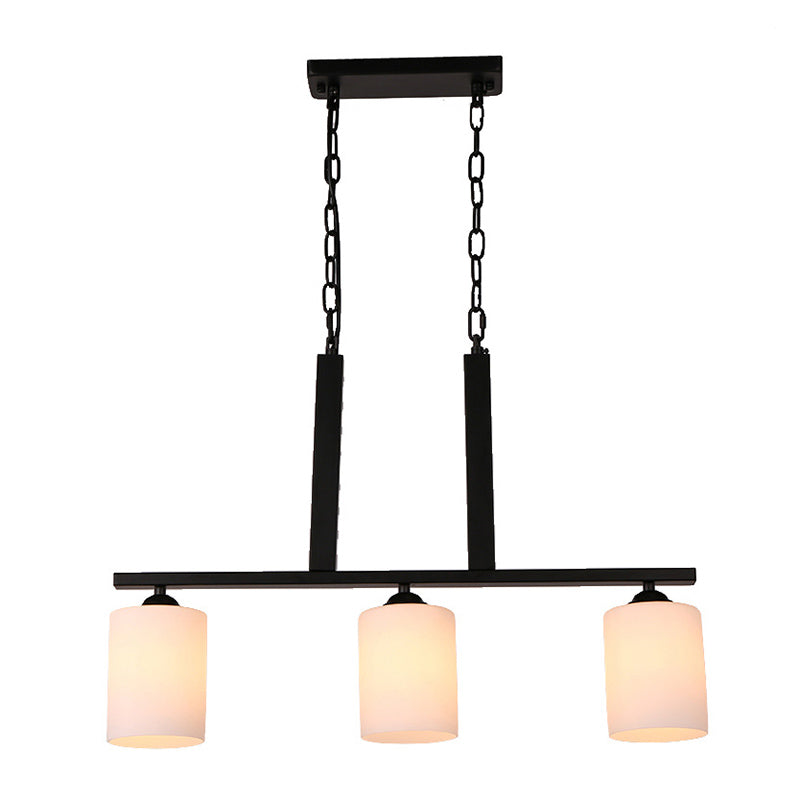 Cylindrical Island Chandelier Lights Contemporary Milk Glass Chandelier Lighting Fixtures for Dining Table