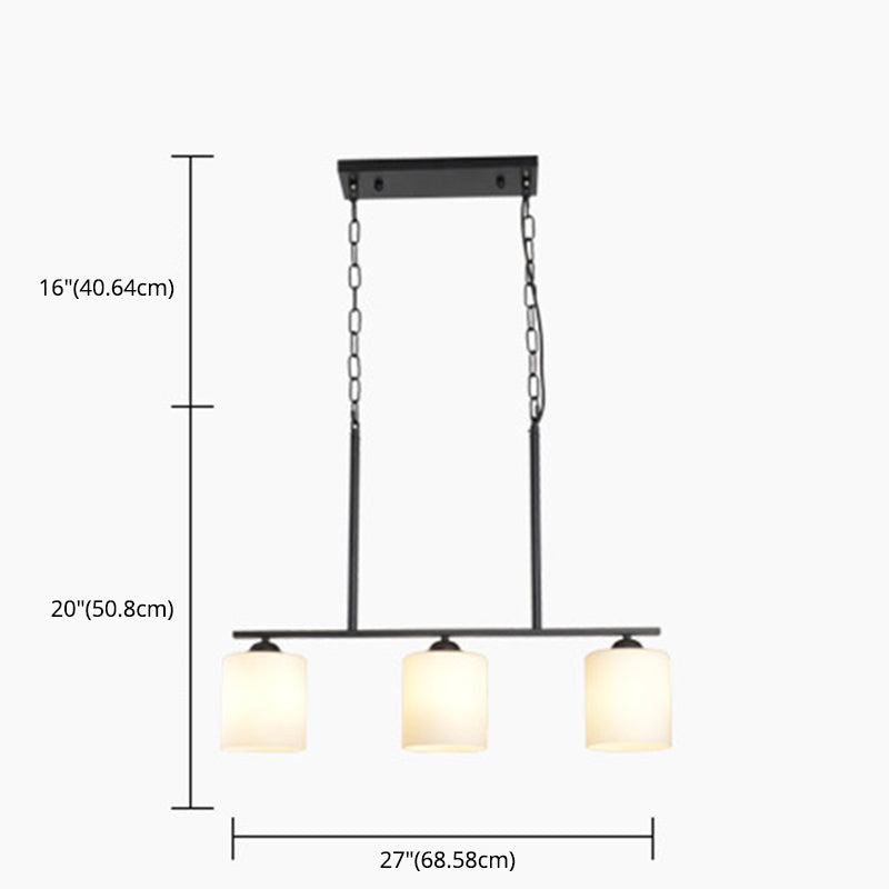 Cylindrical Island Chandelier Lights Contemporary Milk Glass Chandelier Lighting Fixtures for Dining Table
