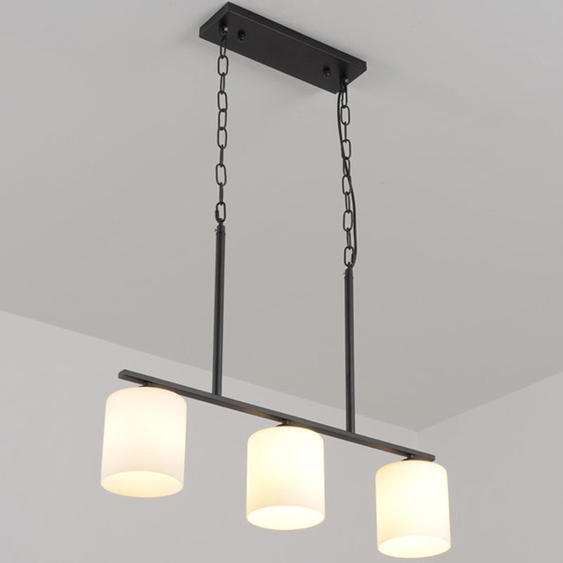 Luci cilindriche dell'isola Luci di latte contemporanea Fissature del lampadario in vetro per il tavolo da pranzo