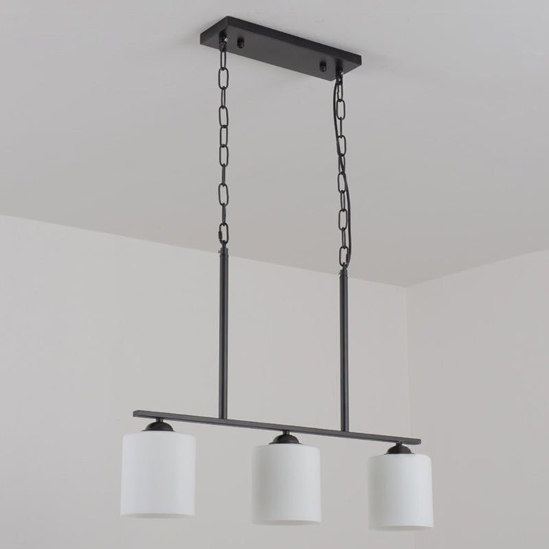 Cylindrical Island Chandelier Lights Contemporary Milk Glass Chandelier Lighting Fixtures for Dining Table