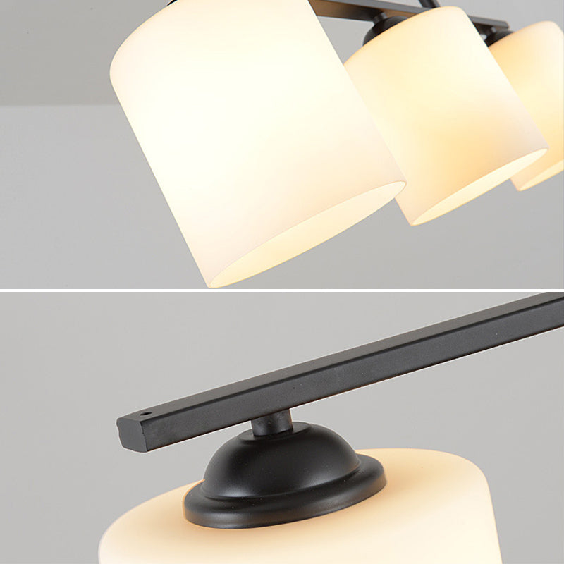 Cylindrical Island Chandelier Lights Contemporary Milk Glass Chandelier Lighting Fixtures for Dining Table