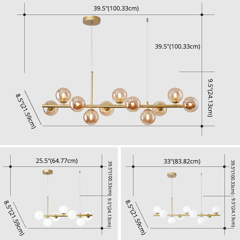 Round Island Chandelier Lights Contemporary Glass Chandelier Lighting Fixtures for Dining Table