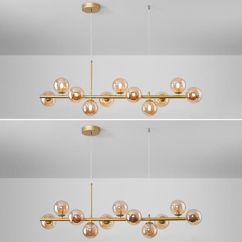 Round Island Chandelier Lights Contemporary Glass Chandelier Lighting Fixtures for Dining Table