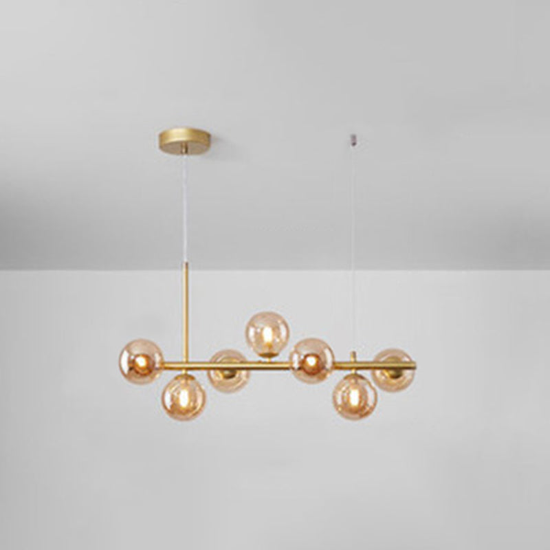 Round Island Chandelier Lights Contemporary Glass Chandelier Lighting Fixtures for Dining Table