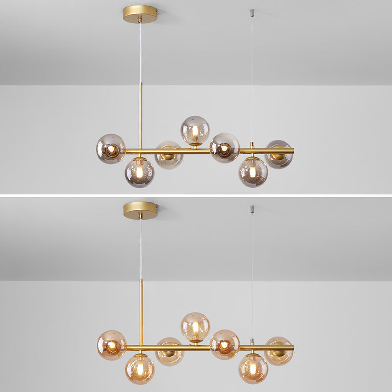 Round Island Chandelier Lights Contemporary Glass Chandelier Lighting Fixtures for Dining Table