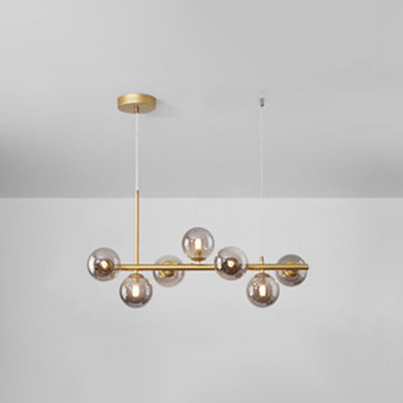 Round Island Chandelier Lights Contemporary Glass Chandelier Lighting Fixtures for Dining Table