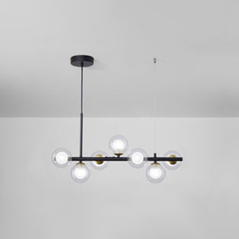 Round Island Chandelier Lights Contemporary Glass Chandelier Lighting Fixtures for Dining Table