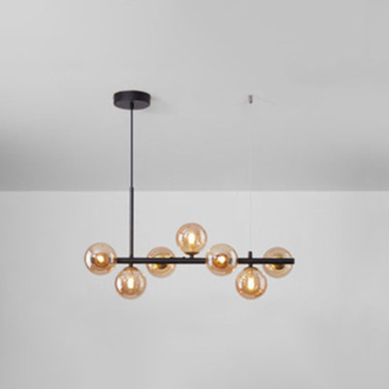 Round Island Chandelier Lights Contemporary Glass Chandelier Lighting Fixtures for Dining Table