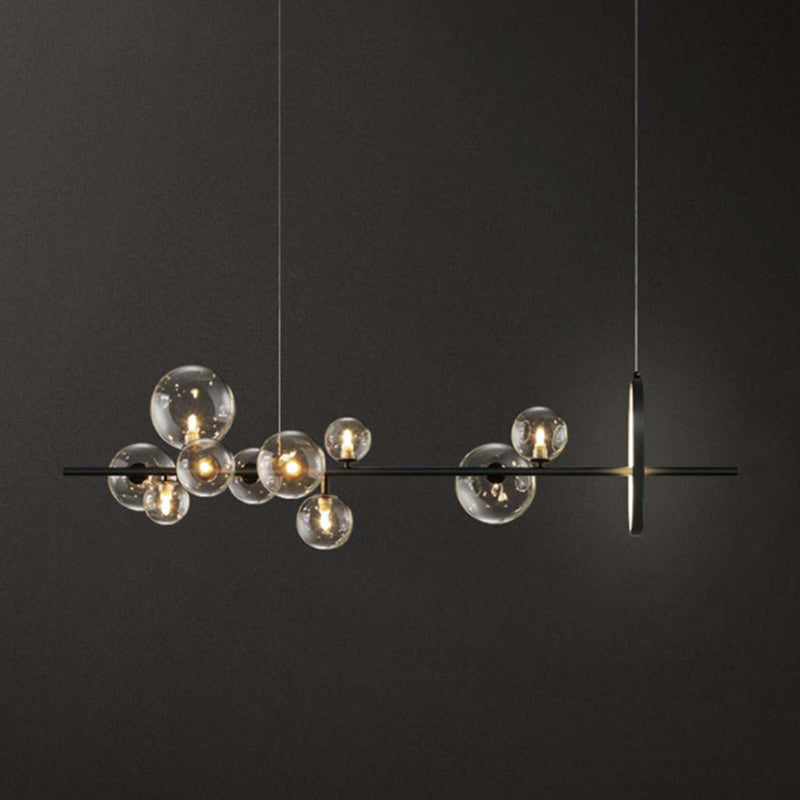 Spherical Hanging Island Lights Ultra-Contemporary Clear Glass Chandelier Lighting Fixtures for Restaurant