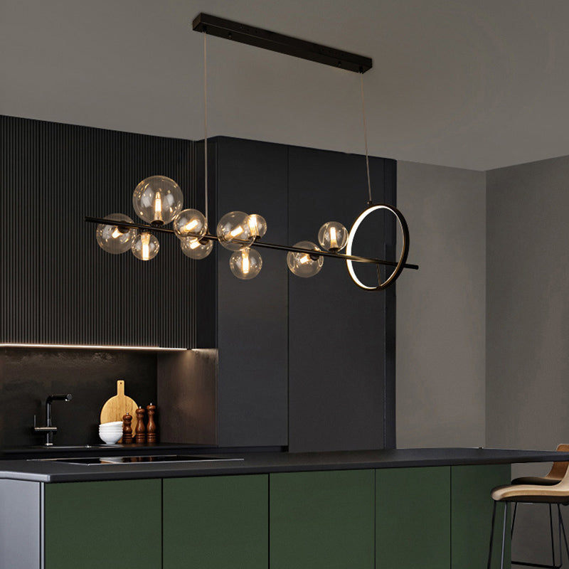 Spherical Hanging Island Lights Ultra-Contemporary Clear Glass Chandelier Lighting Fixtures for Restaurant