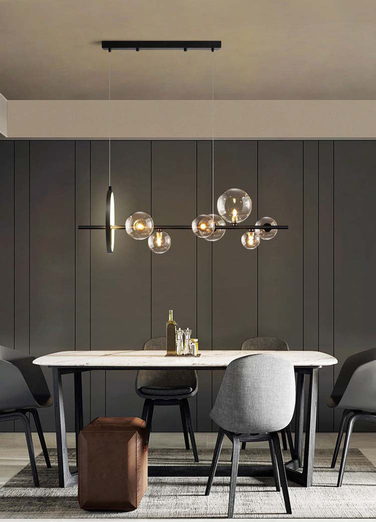 Spherical Hanging Island Lights Ultra-Contemporary Clear Glass Chandelier Lighting Fixtures for Restaurant