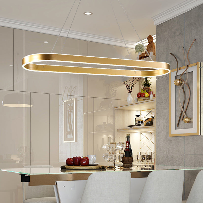 Elliptical Island Pendant Lights Modern Metallic Chandelier Lighting Fixtures for Restaurant