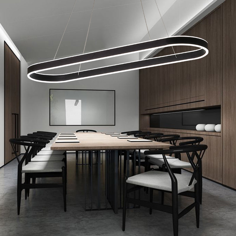 Elliptical Island Pendant Lights Modern Metallic Chandelier Lighting Fixtures for Restaurant