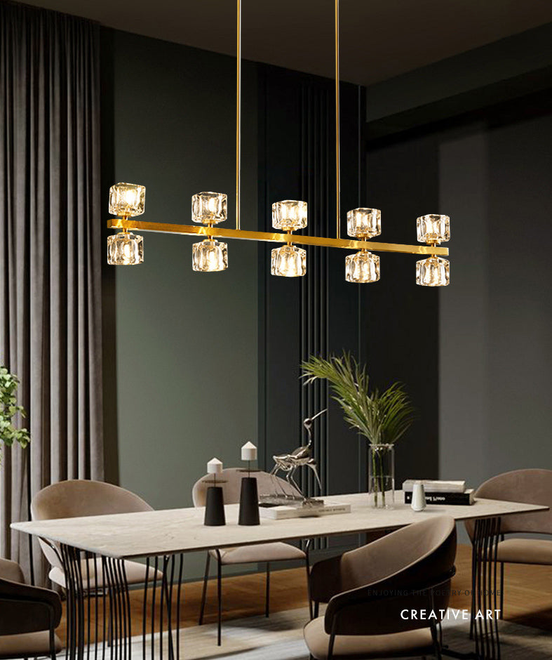 Square Island Lighting Fixtures Crystal Block Modern Simplicity Island Lighting Ideas for Restaurant