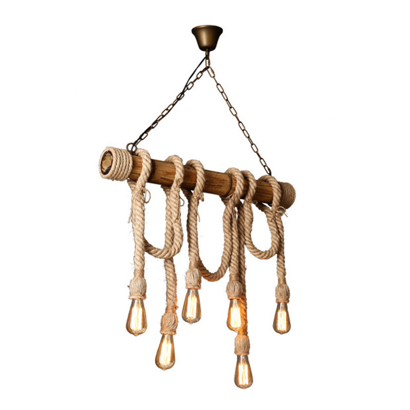Bare Bulb Hanging Island Lights Rope Retro Industrial Style Pendant Lighting Fixtures for Restaurant