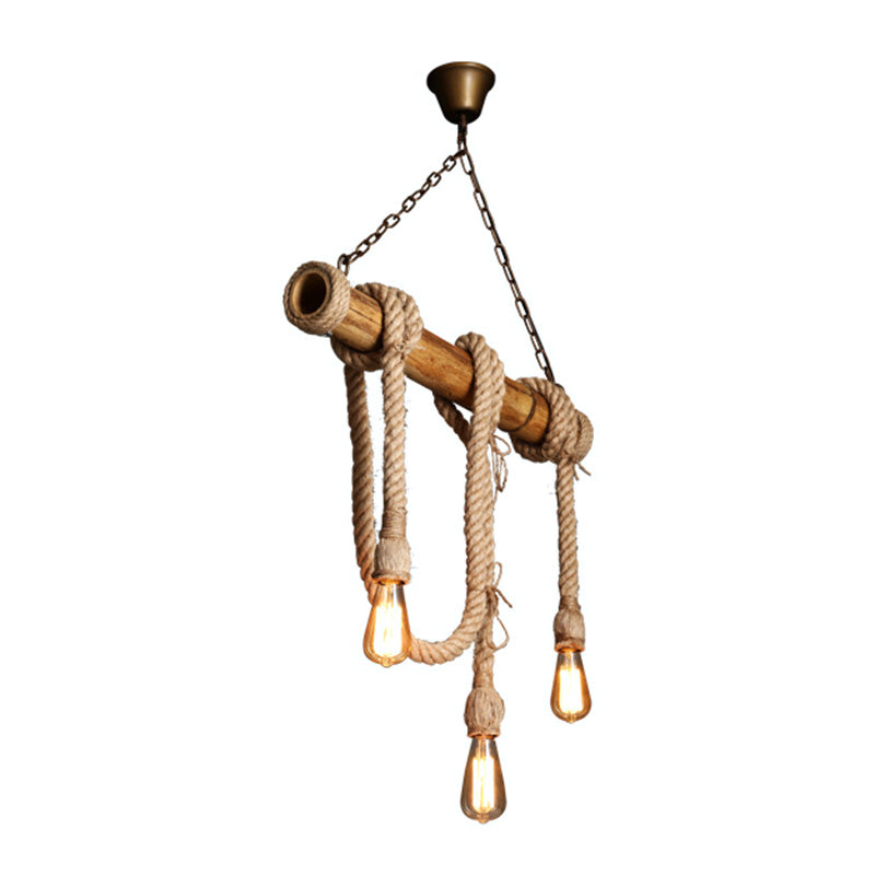 Bare Bulb Hanging Island Lights Rope Retro Industrial Style Pendant Lighting Fixtures for Restaurant